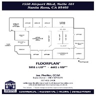 Floor Plan of 1550 Airport Blvd. Suite `102 in santa rosa, ca which is currently for lease.